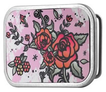 Roses with pink background glossy buckle